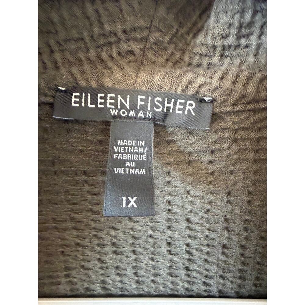 Eileen Fisher Open Front Deep Olive Green Cardigan - Picture 3 of 6
